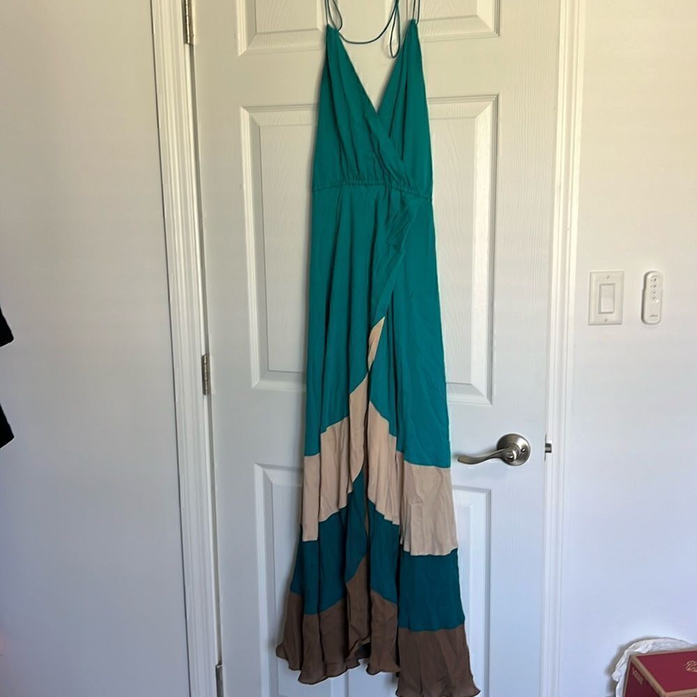Haute Hippie Maxi Dress - Aqua Color Striped Like New - Size XS